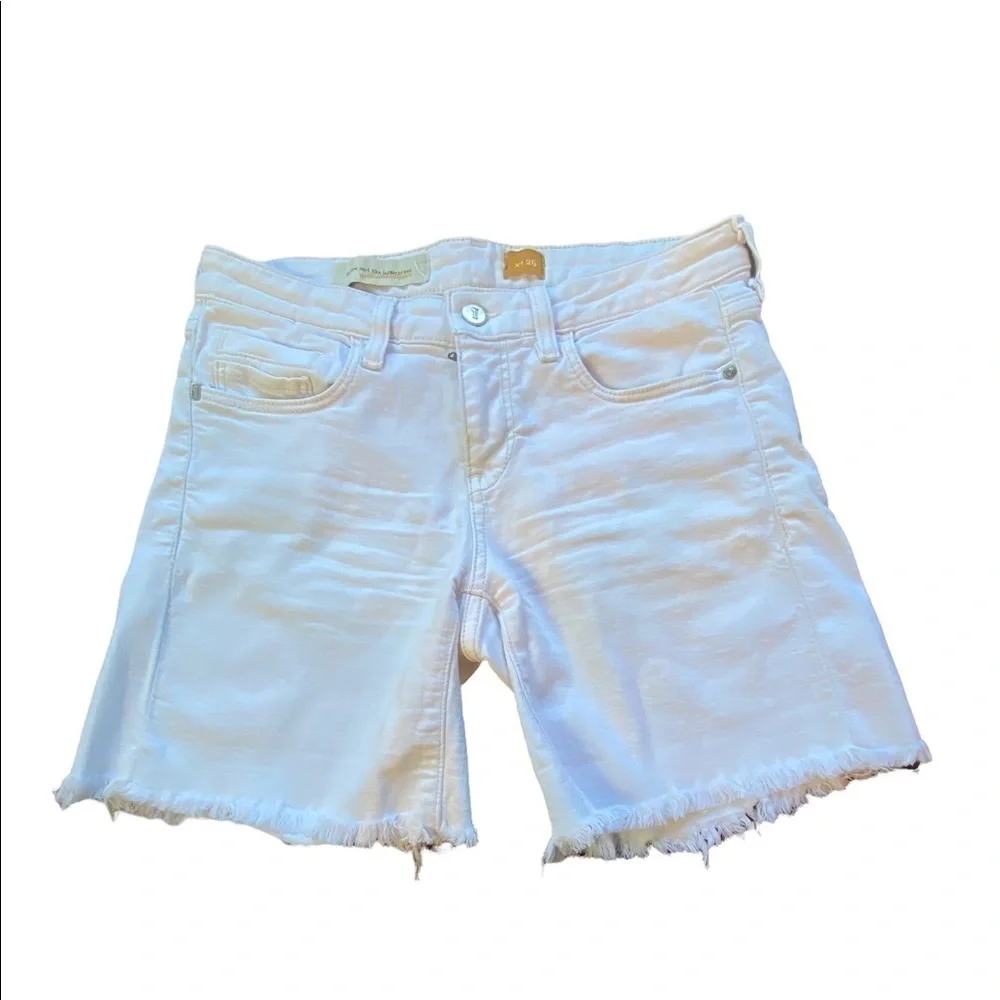 Pilcro and the Letterpress Women's White Denim Cutoff Shorts size 26